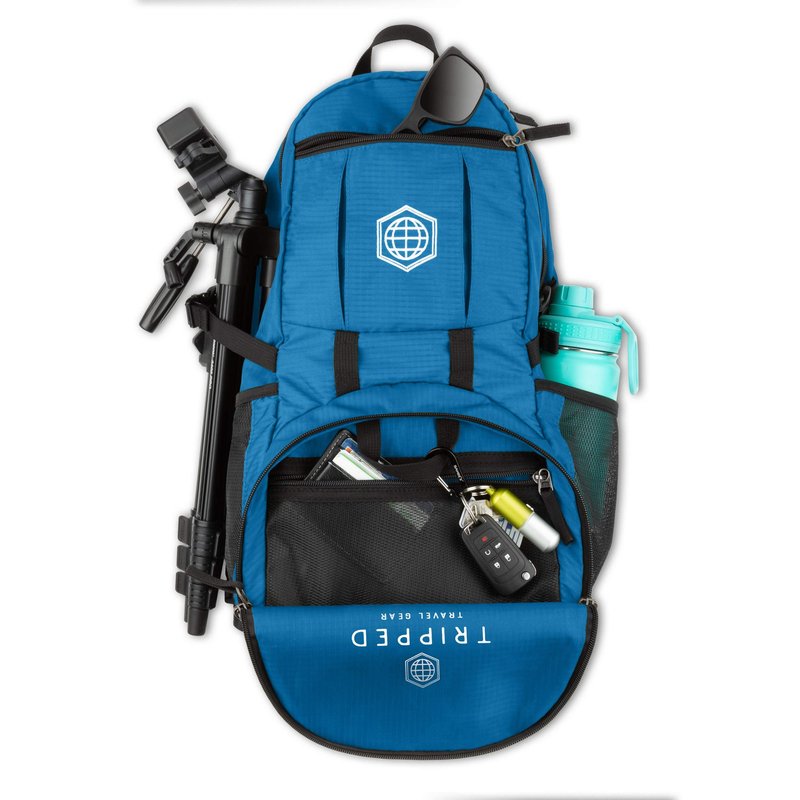 TRIPPED Travel Gear Traveling Backpack- Foldable Collapsible Lightweight Backpack for Travel (Light Blue) 35 liters