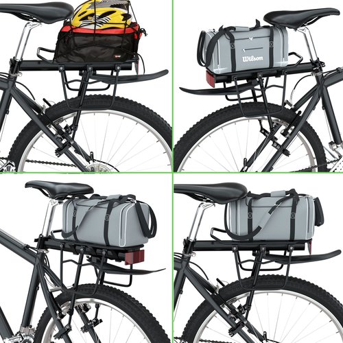 Bike Cargo Rack w/Fender & Bungee Cargo Net & Reflective Logo,Quick Release Mountain Road Bicycle Rear Racks,Universal Adjustable Bike Luggage Touring Carrier Rack,Large Capacity Bike Pannier Rack