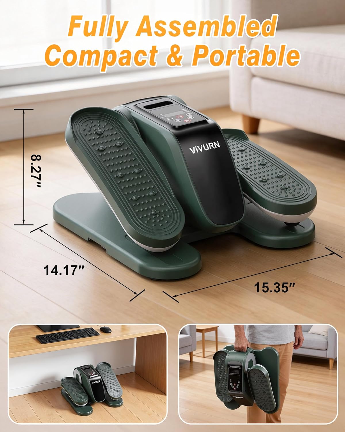 VIVURN Under Desk Elliptical - 12-Speed Electric Leg Exerciser for Home Office | Quiet & Smooth Operation