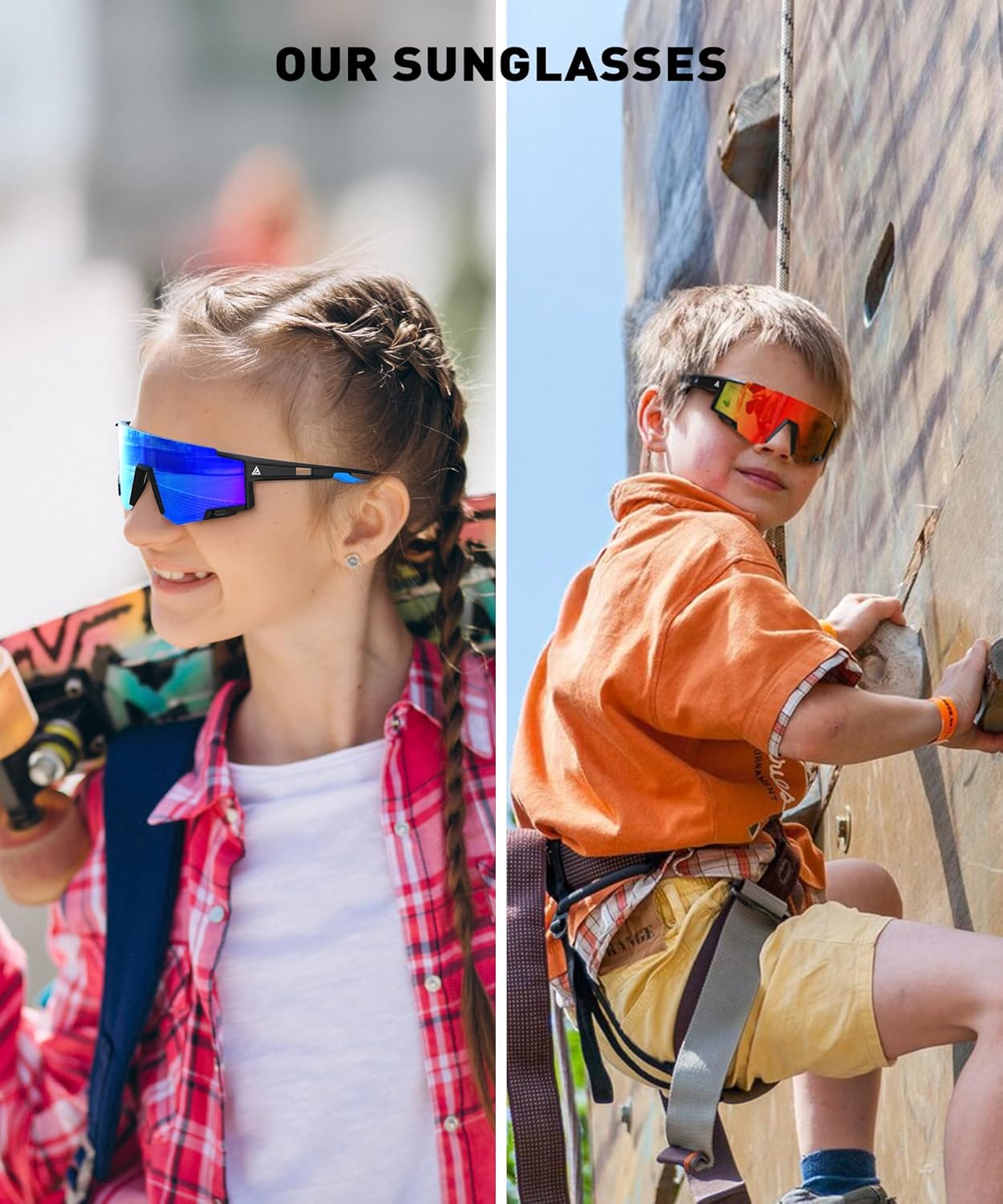 Skiennix Kids Sunglasses - UV400 Protection for Boys & Girls Age 6-14 | 3-Pack Sports Shades