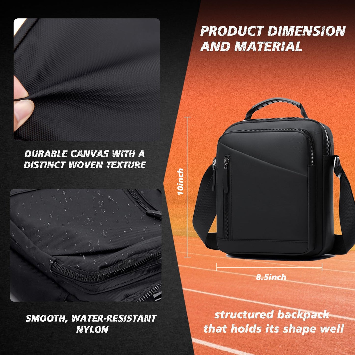 AKABIKE Discus Carrier Bag, Track and Field Discus Bag with Adjustable Strap, 2 Large Pockets, Discus Pouch, Discus Equipment Athletics Accessories (Black)
