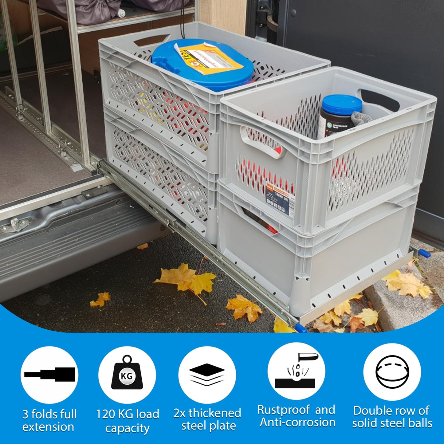 YENUO Heavy Duty Locking Drawer Slides Full Extension Runners with Lock 12 14 16 18 20 22 24 26 28 30 32 34 36 38 40 Inch Side Mount Ball Bearing Rails Track Glides 205 Lbs 1 Pair(W:53mm, 30 Inch)