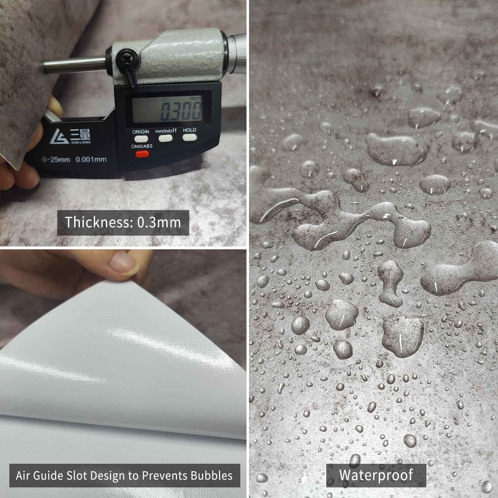 BOMENG Purple Cement Industrial Wallpaper Concrete Peel and Stick Silver Metallic Wall Paper，Extra Wide Contact Paper for Countertops、Basement，Hotel Lobby, Living Room, Bar 31.5"x354"