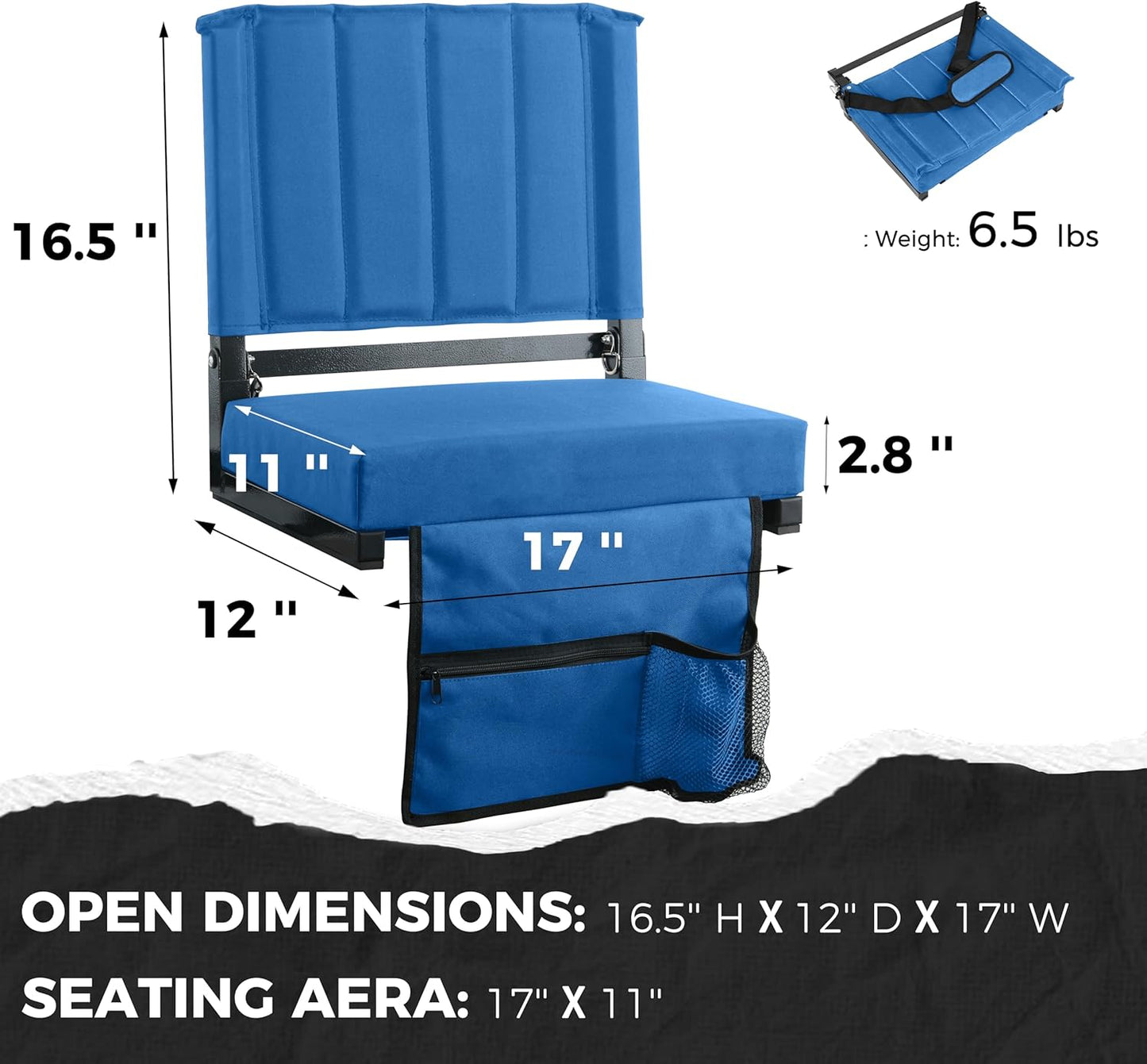 Sport Beats Stadium Seats - Comfortable Bleacher Chairs with Back Support & Thick Padding | Includes Shoulder Strap
