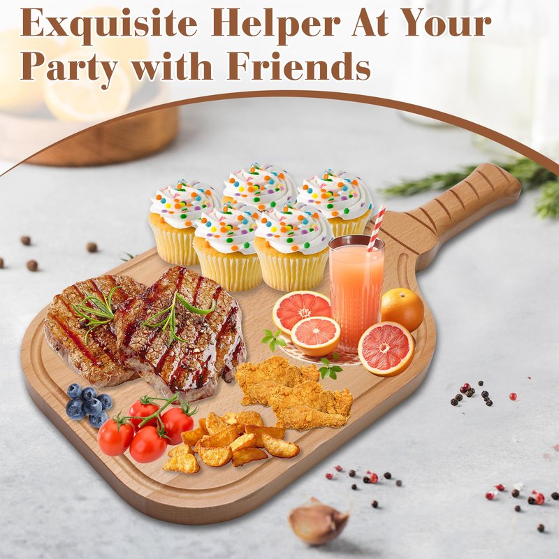 Solaradgy Pickleball Paddle Snack Tray, Pickleball Paddle Charcuterie Board Suitable for Cutting Vegetables and Arranging Foods Such as Cheese and Steak, Equipped with Sturdy Wooden Handle