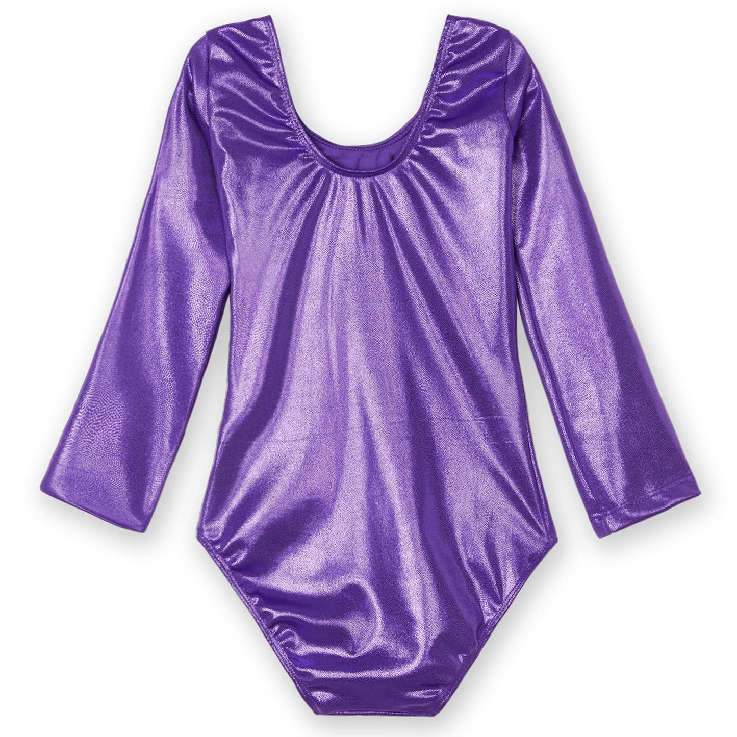 Domusgo Girls Gymnastics Leotards Size 6-7 Years Old Sparkle Purple One Piece Long Sleeve Tumbling Outfits