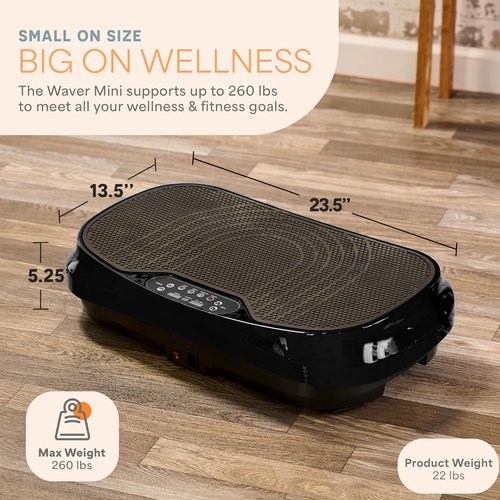 Lifepro Waver Mini Vibration Plate - Compact Exercise Machine with Remote & Bands | 99 Speed Levels for Muscle Toning & Lymphatic Drainage
