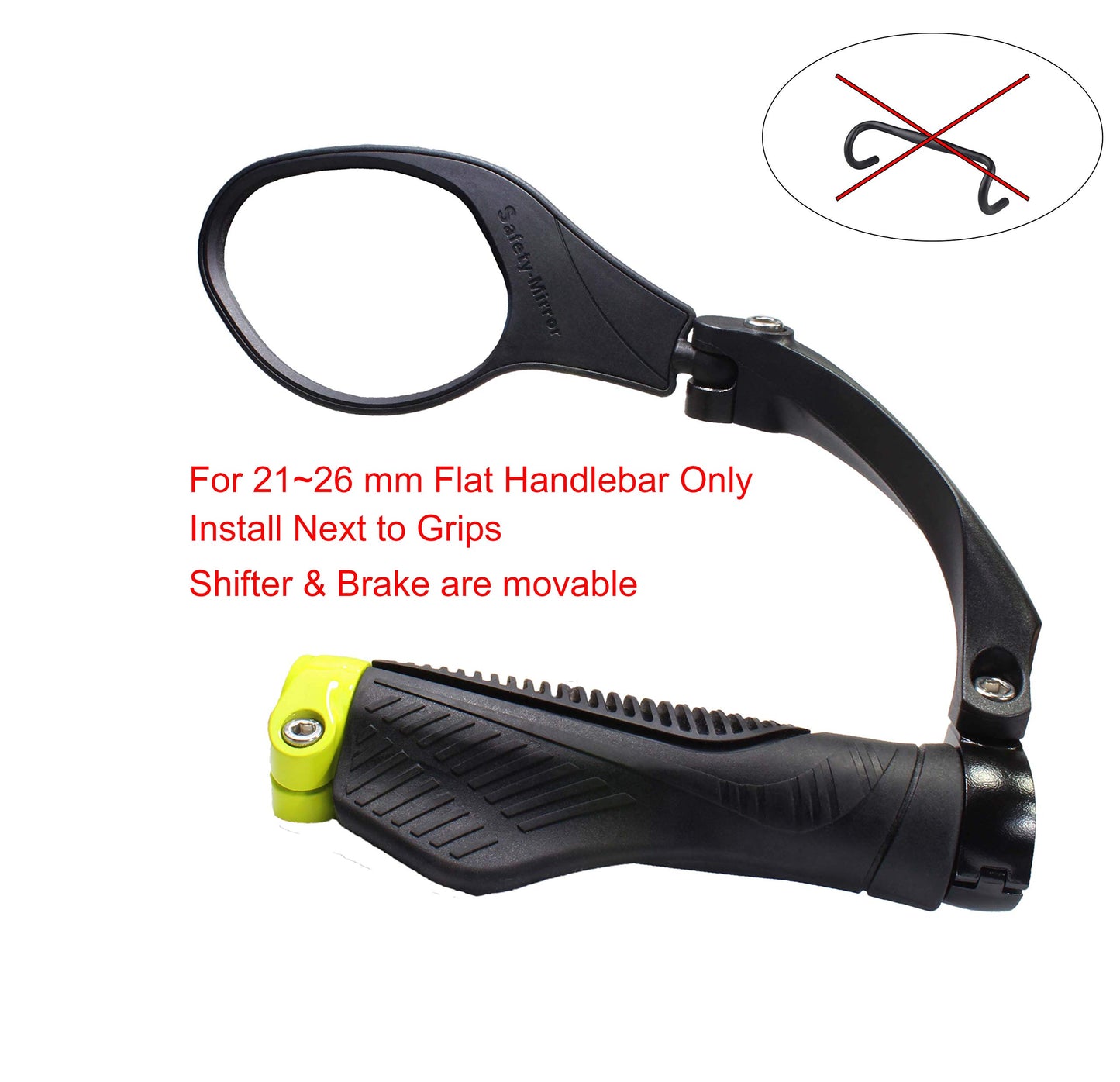 Hafny Handlebar Bike Mirror, Stainless Steel Lens, Bicycle Mirror, Safety Reflector, E-bike Mirror, Cycling Mirror, HF-MR081