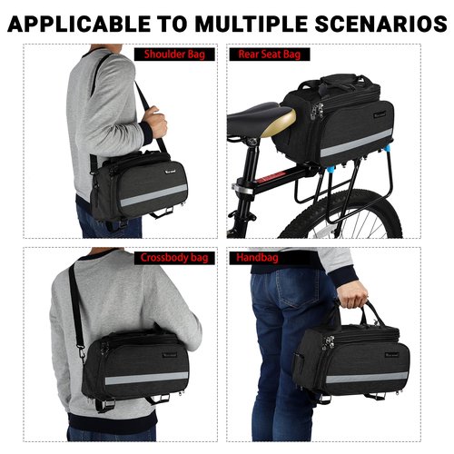 Himiway Bike Rear Rack Storage Bag 10L/25L Pannier Bag Bicycle Commuting Bag Waterproof Saddle Bags for Bicycle Rack Carrier (Black)