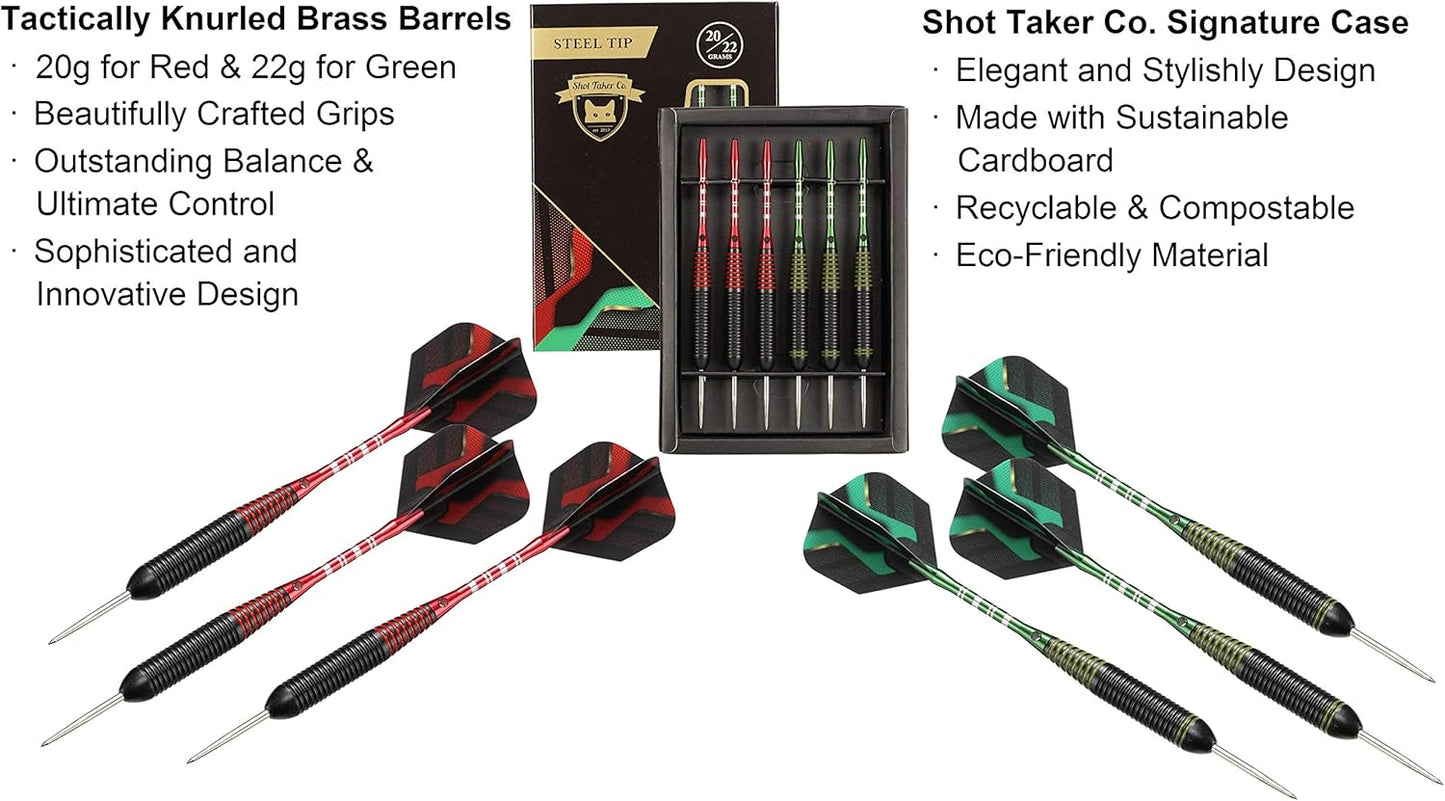 Skiennix 6pc Steel Tip Darts Set - Professional Quality Darts with Accessories for Dartboard