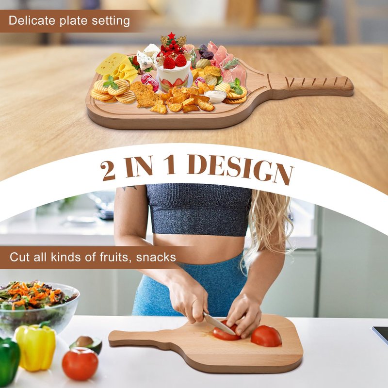 Solaradgy Pickleball Paddle Snack Tray, Pickleball Paddle Charcuterie Board Suitable for Cutting Vegetables and Arranging Foods Such as Cheese and Steak, Equipped with Sturdy Wooden Handle