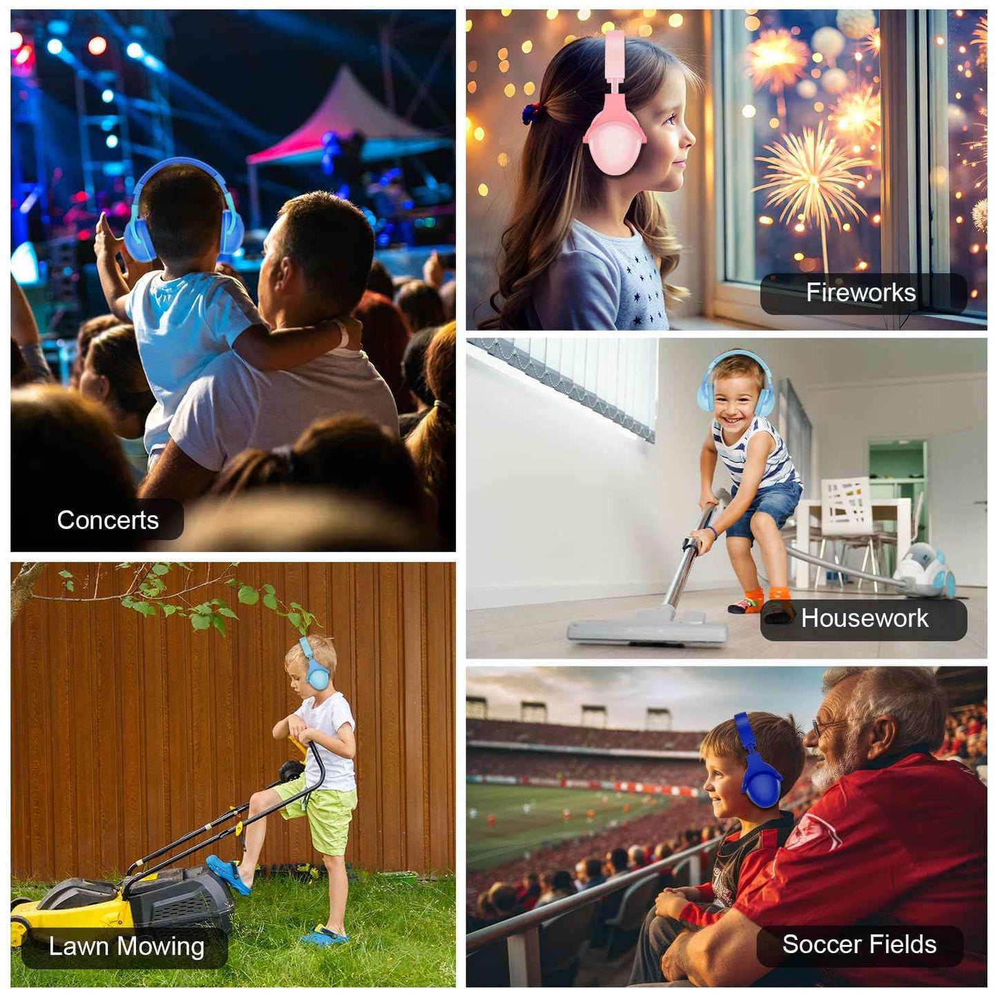 ProCase 2 Pack Noise Cancelling Headphones for Kids, Kids Ear Protection for Monster Jam Truck, Hearing Protection Noise Reduction Earmuffs for Sensory Autism Toddler Children -Pink & Skyblue