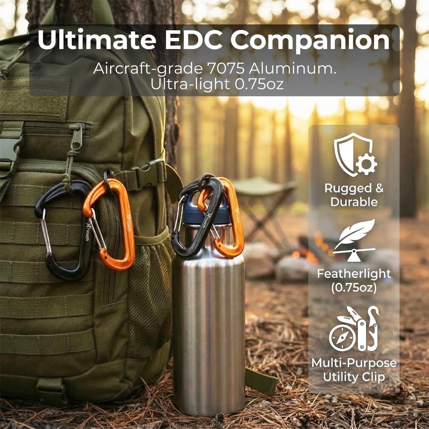 12KN Heavy Duty Carabiner Clips - Favofit 3.2'' Small Carbineers for Hiking Camping Hammocks Keys Keychains Dog Leashes - Ideal for Outdoor Enthusiasts