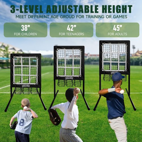 Heavy-Duty 9 Hole Pitching Net by [Brand Name] - Adjustable Training Equipment for Baseball & Softball Practice