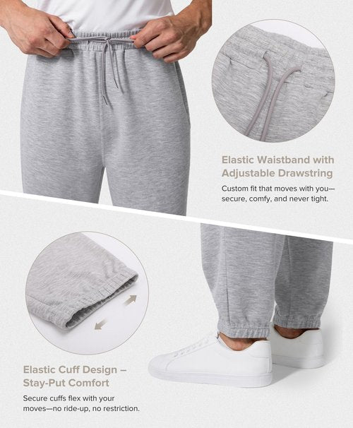 BRXL Sweatpants for Men 3 Pockets Athletic Training Track Joggers Stretch 29" Inseam Ankle Length Grey