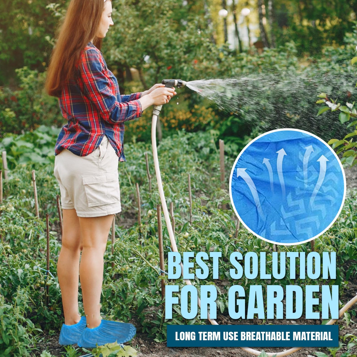 Alvexa Shoe Covers Disposable Non-Slip, Large 50 Count, Premium Cloth Boot Covers, Slip-Resistant, Durable, Breathable, Non-Toxic, Recyclable booties for shoes covers – Fits Men 11/Women 13 – Blue