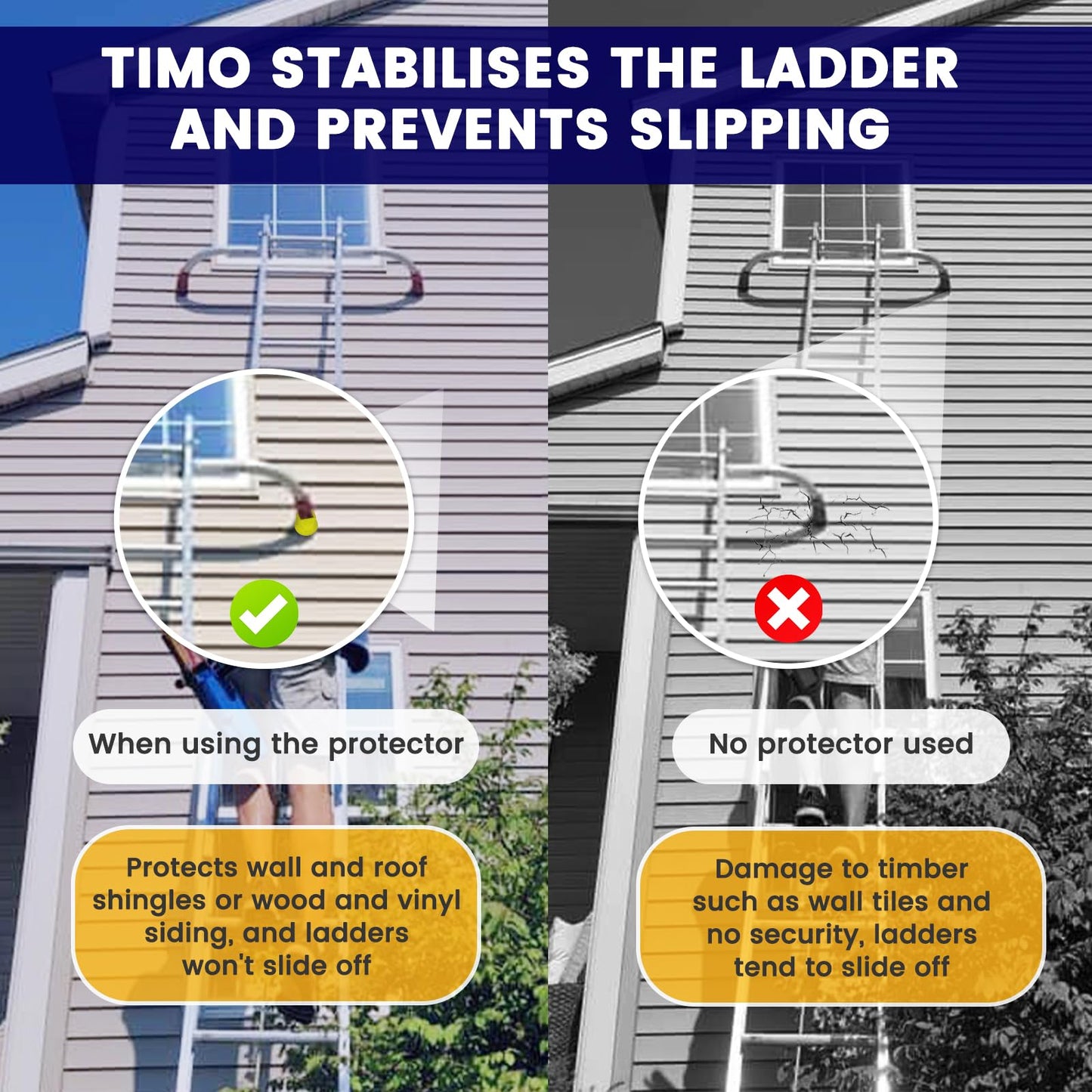 Ladder Stabilizer Bumpers for Werner Extension Ladder - Ladder Accessories with Non-Slip Protective Covers - 2 Pack Ladder Standoff End Caps Included