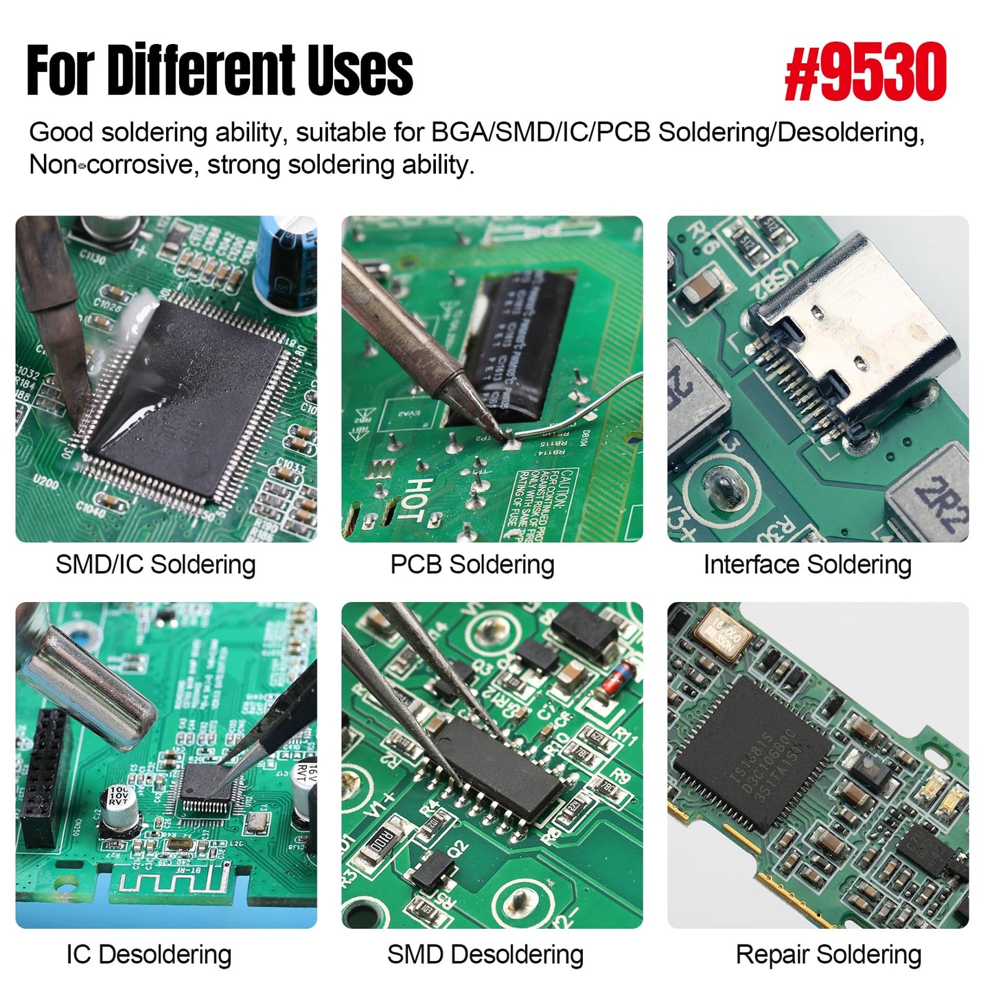 BEEYUIHF No-Clean Soldering Flux Paste, flux for Soldering, Electronics Solder Paste Flux for PCB/IC/BGA/SMD/SMT/LED Repairing #9530-10cc (4 Pack)