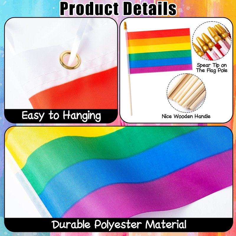 R HORSE LGBT Golf Cart Decoration Kit - 40Pcs Gay Pride Rainbow Parade Golf Cart Decor with Pleated Fan Flag, Tassel, Banner, Flags and Stickers for LGBT Pride Month Rainbow Festival Parade Events