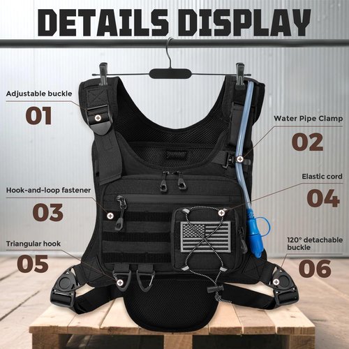 Hydration Vest with 2L Water Bladder for Men and Women, Lightweight Adjustable Hydration Backpack , Reflective Running Hydration Chest Bag for Hiking Climbing Cycling (Black, One Size)