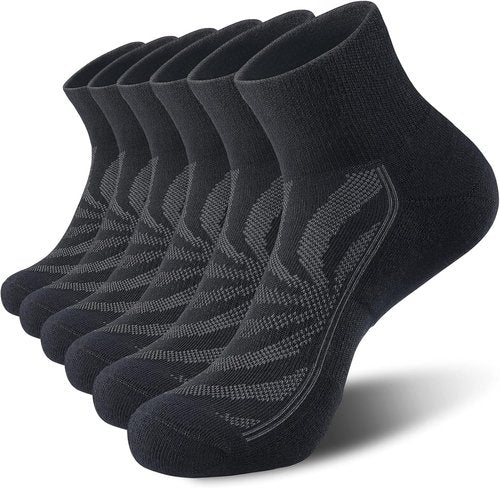 Lapulas Men's Ankle Socks - Cushioned Cotton Quarter Socks for Sports & Training | 6 Pack