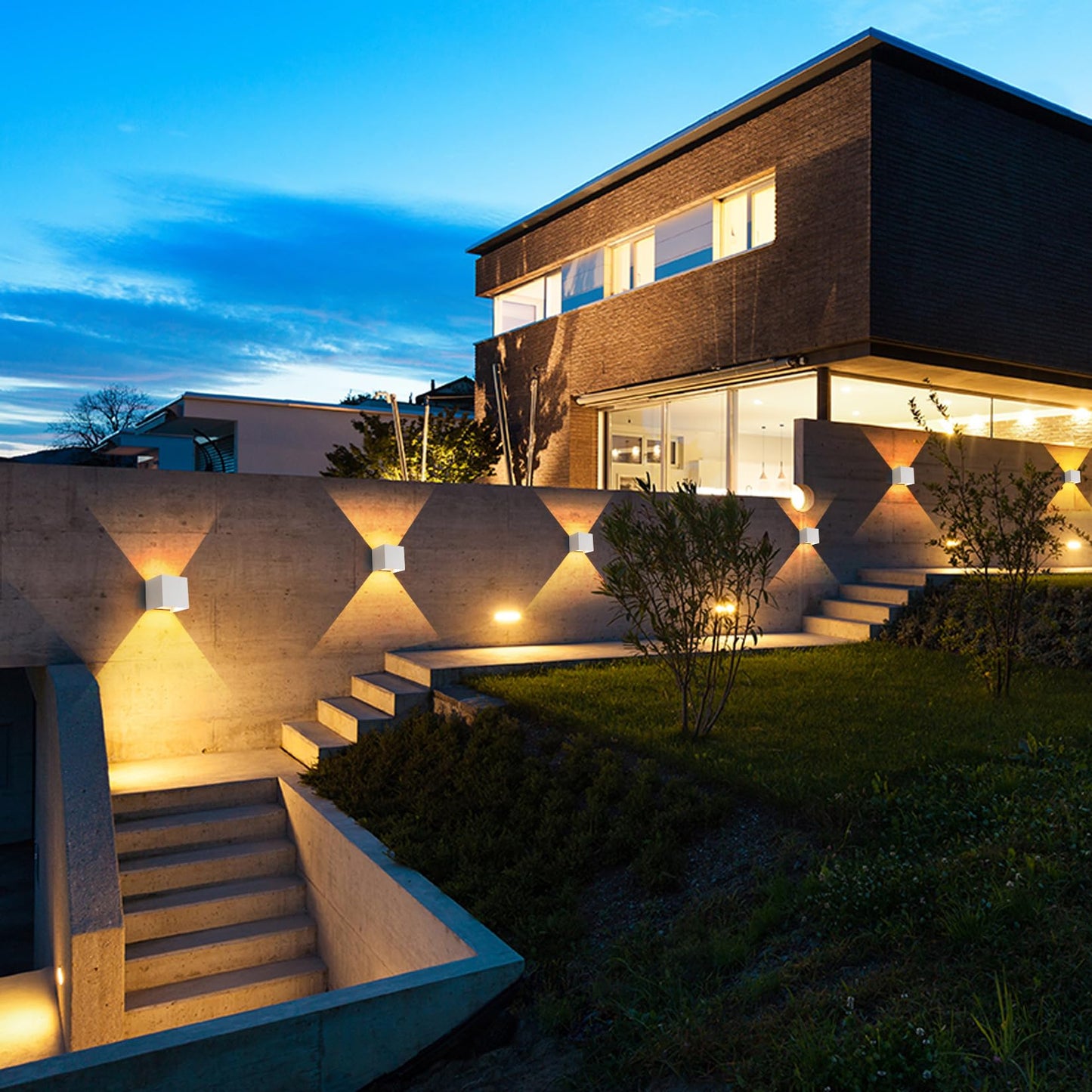 FUPE 15W 4Pack Led White Outdoor Wall Sconces Light Fixtures Modern Exterior/Interior Waterproof Porch Wall Mounted Lighting Outside Wall Lamps for Garden Shop Yard Patio Home Entryway Park Staircase