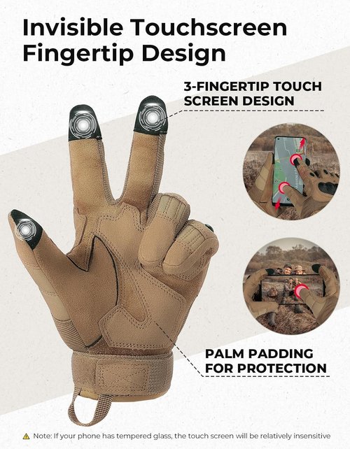 KEMIMOTO Tactical Gloves - Touchscreen Motorcycle Gloves with Hard Shell & Palm Padding | Ideal for Sports & Outdoor Activities