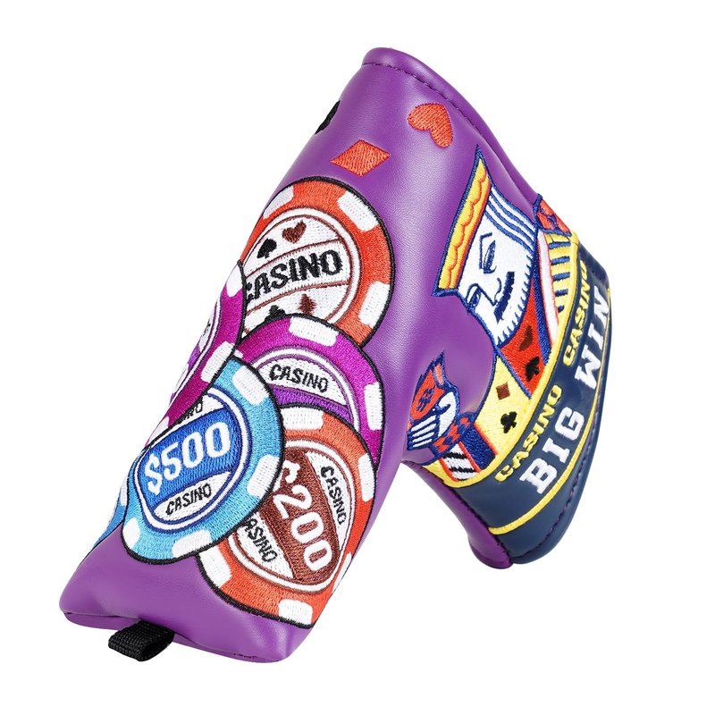 BIG TEETH Golf Putter Cover Magnetic Blade Putter Head Covers Purple Big Win Fits Most Blade Putter Club Protecter