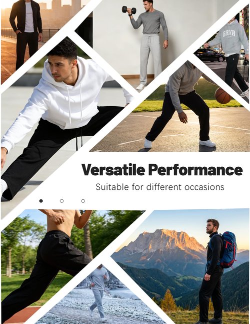 Veldtholos 5 Pack Mens Sweatpants with Zipper Pockets Open Bottom Jogger for Men Lightweight Track Pants Men for Running Gym