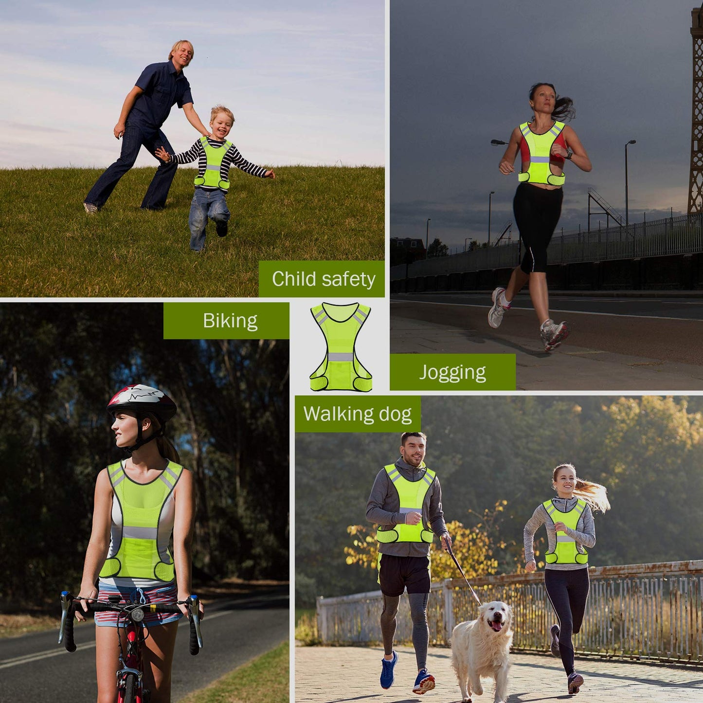 Reflective Running Vest for Men Women, High Visibility Safety Vest with Large Pocket, Lightweight Reflective Running Gear for Motorcycle,Cycling,Jogging,Walk At Night, Adjustable Waist, 3 PCS, Yellow