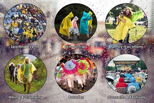 Cosowe Reusable Rain Ponchos for Adults - 2 Pack Emergency Raincoats with Hood & Drawstring