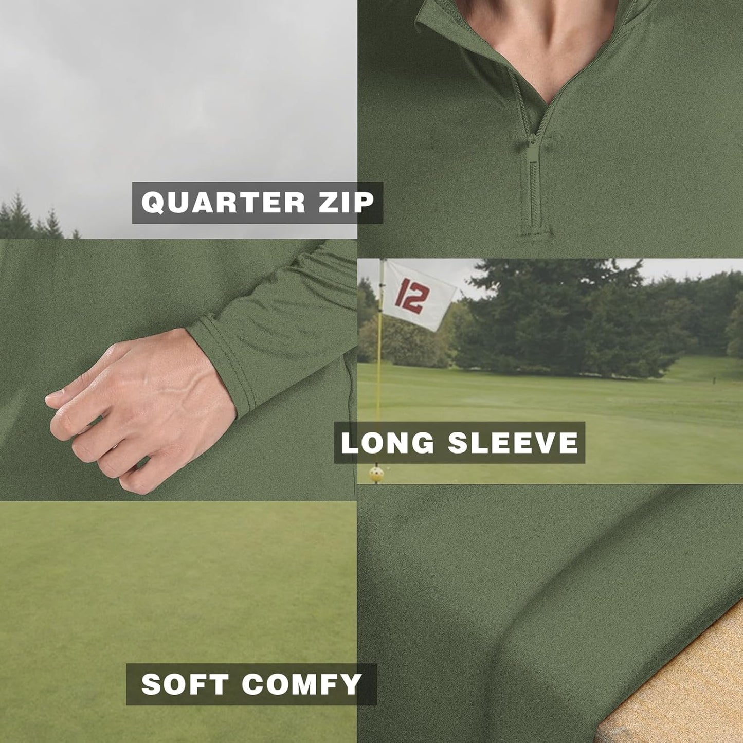 Skiennix Men's Quarter Zip Pullover Sweatshirt - UPF 50+ Moisture-Wicking Golf Shirt | Breathable Sun Protection
