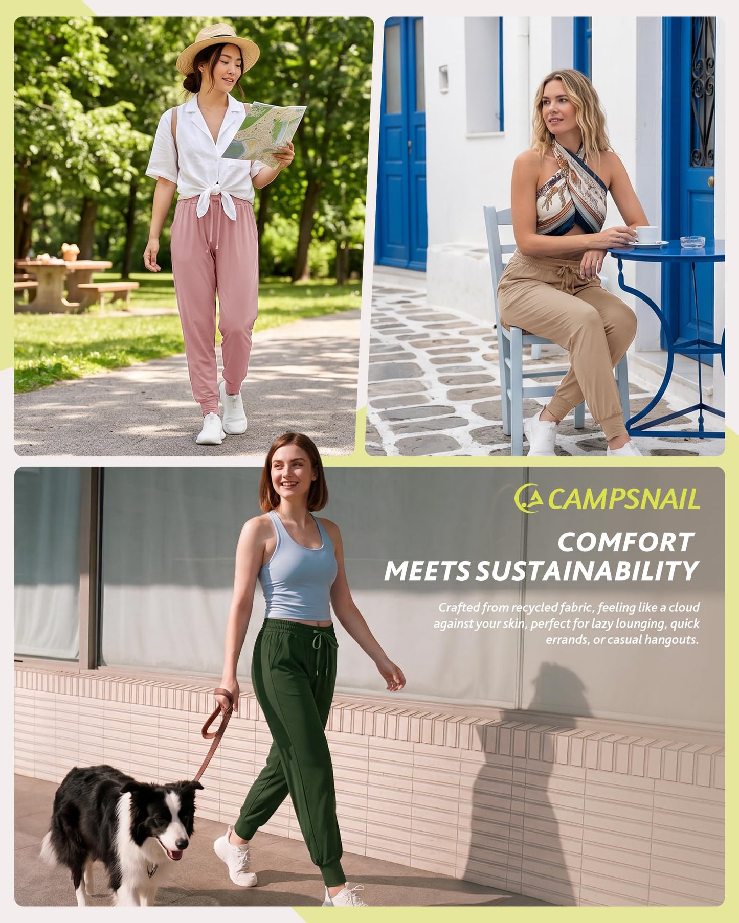 CAMPSNAIL Joggers for Women with Pockets - 27"/20" Womens Sweatpants Yoga Lounge Relaxed-fit Pants for Workout Running