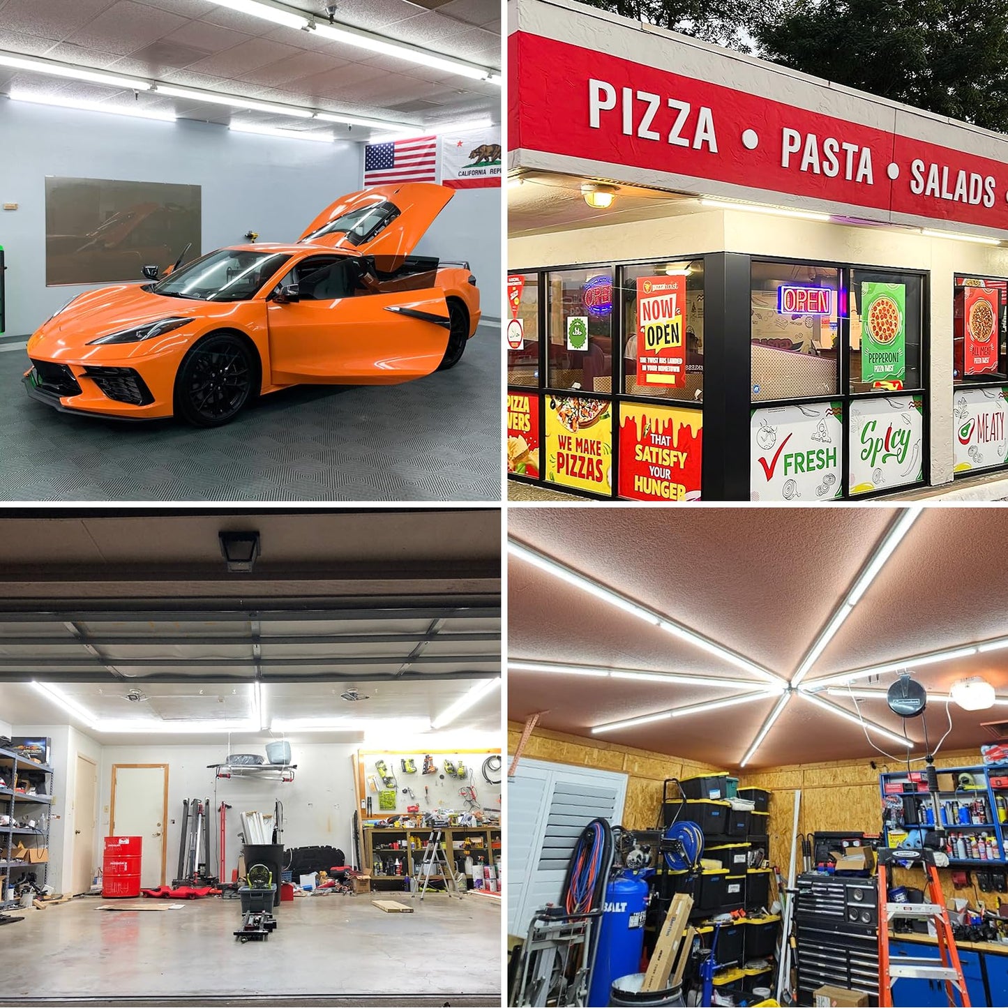 SUSLUM 8-Pack 4FT T8 LED Shop Light, 42W 6300 Lumen 5000K Daylight, Linkable with Plug Shop Lights for Garage Ceiling Workshop Commercial Lighting, 4 Years Warranty