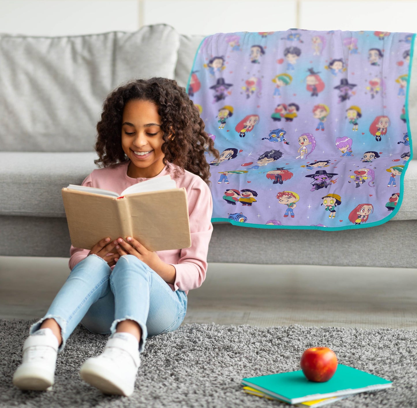 Jay Franco Kpop Demon Hunters Kids Throw Blanket - Huntrix & Saja Boys