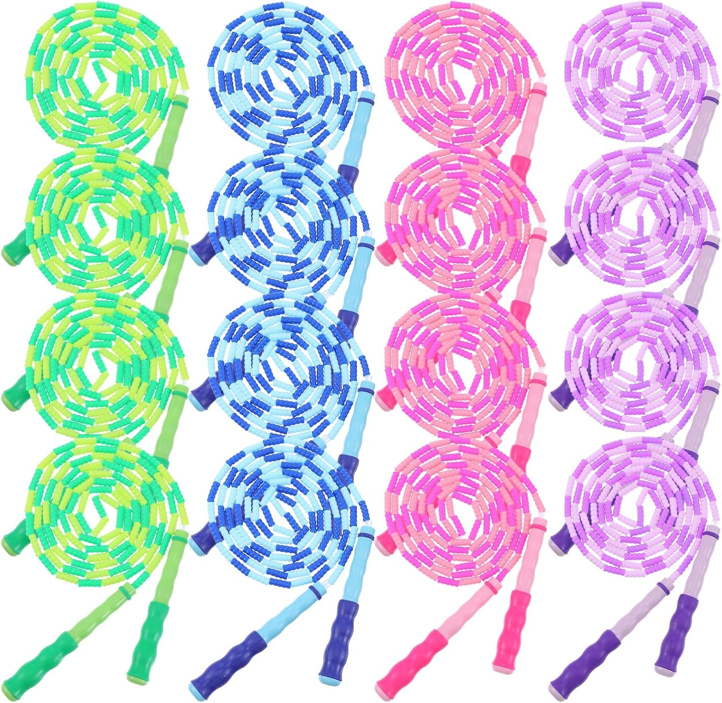 Skiennix 16 Pack Jump Ropes - Adjustable 9.2 Feet Soft Beaded Skipping Ropes for Adults & Kids | Ideal for Workout & Weight Loss