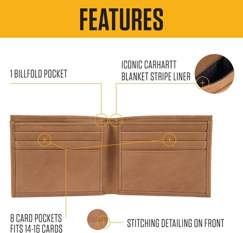 Carhartt Men's Saddle Leather Wallet - Stylish Casual Design | Multiple Colors Available