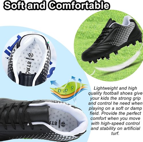 LIZRHA Soccer Shoes - Lightweight Cleats for Boys & Girls | Ideal for Outdoor & Indoor Play