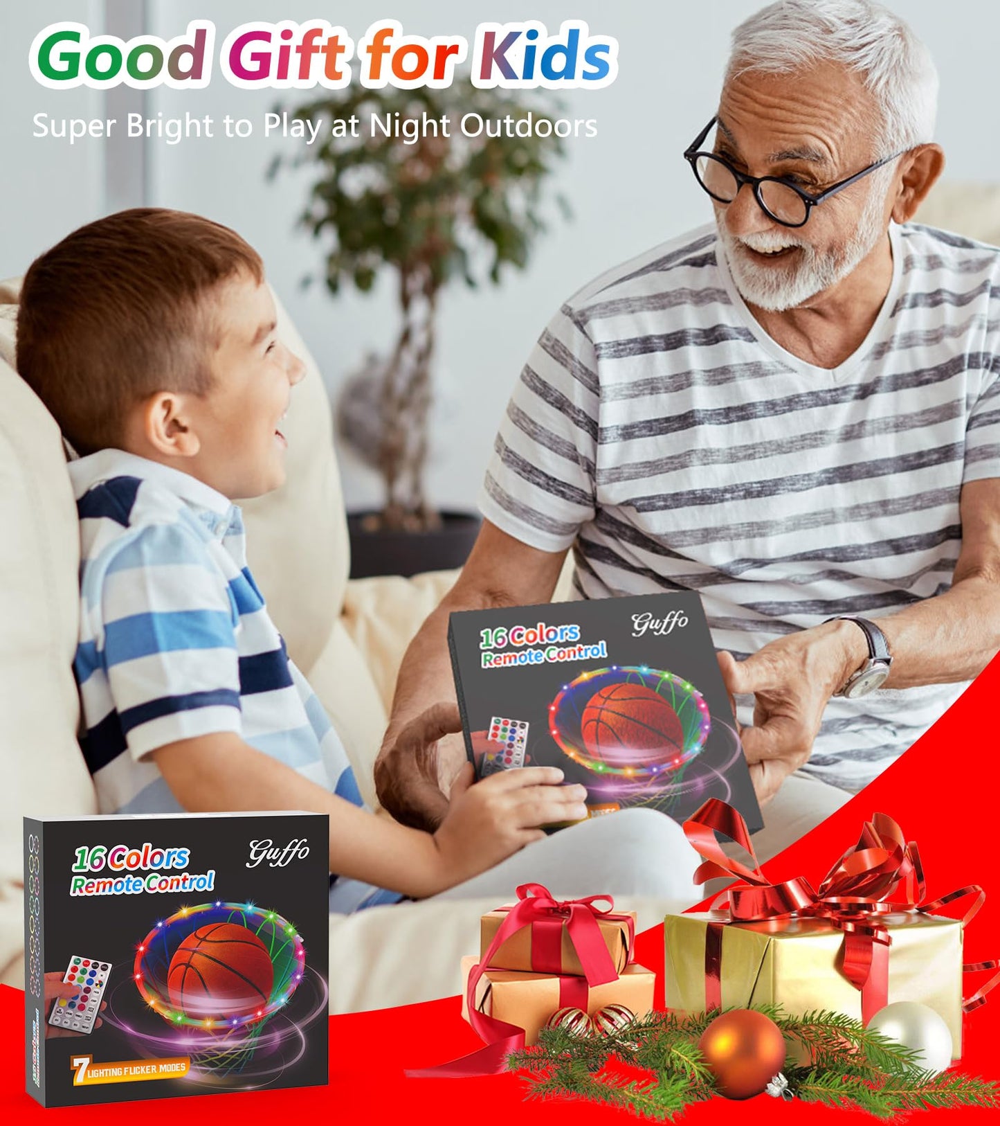 LED Basketball Hoop Light, Waterproof Super Bright Basketball Rim Lights,Remote Control 16 Colors and 7 Lighting Flicker Change, for Night Outdoor Basketball Games and Gifts for Boys