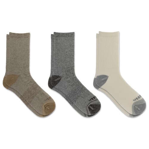 Merrell Unisex Trekker Outdoor Crew Sock 3 Pair Pack, Gray Assorted, S/M