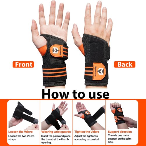 2 Pack Carpal Tunnel Wrist Brace, Adjustable Night Wrist Support with Wrist Splint, Breathable Hand Brace for Men Women, Pain Relief for Tendonitis, Arthritis, Typing, Right and Left Hand, Large