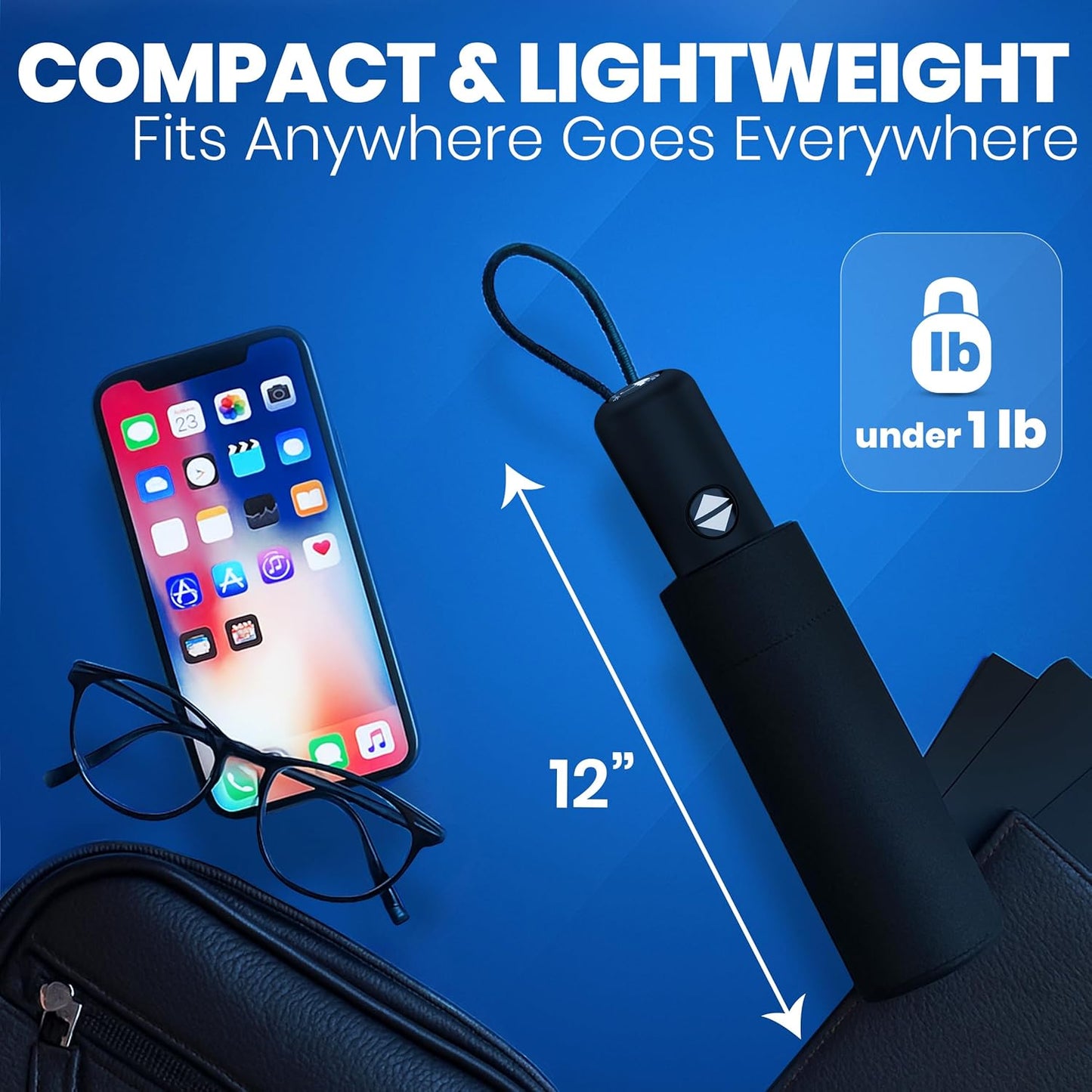 Rain-Mate Windproof Compact Umbrella - Auto Open/Close, Lightweight & Portable for Travel - Durable Fiberglass Design