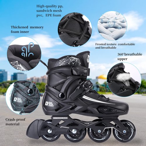 Inline Skates for Women and Men, High Performance Fitness Racing Aggressive Outdoor Inline Speed Skates Unisex (Men 9/Women 10, Black 42)