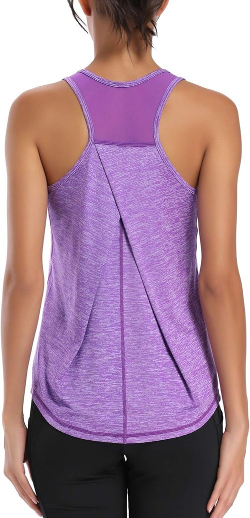 Aeuui Women's Racerback Workout Tank Tops - Mesh Yoga Shirts for Athletic Running | Sleeveless Gym Wear