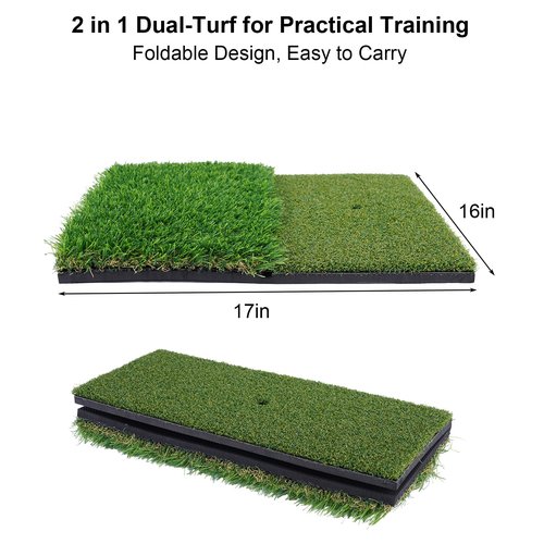GABTRUK Golf Mat, Golf Hitting Mat Outdoor for Training, 12"x24" Golf Practice Mat with 10mm EVA Backing, Golf Mats Practice Indoor and Outdoor Single Turf with 8 Different Tees