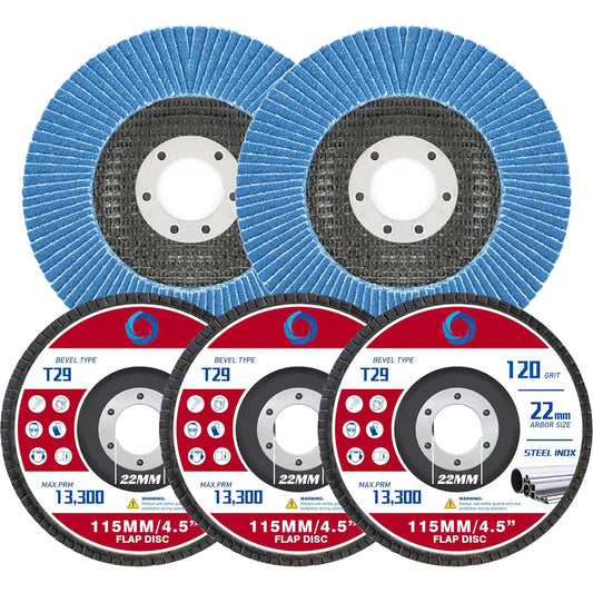Beliiant Abrasive Flap Discs,5 Pack,Premium 4.5" x 7/8" Type 29 High Density Zirconia Flap Sanding Discs 4-1/2 Inch for Angle Grinder,Grinding Wheels & Discs,Sanding Discs for Wood & Metal.(40 Grit)