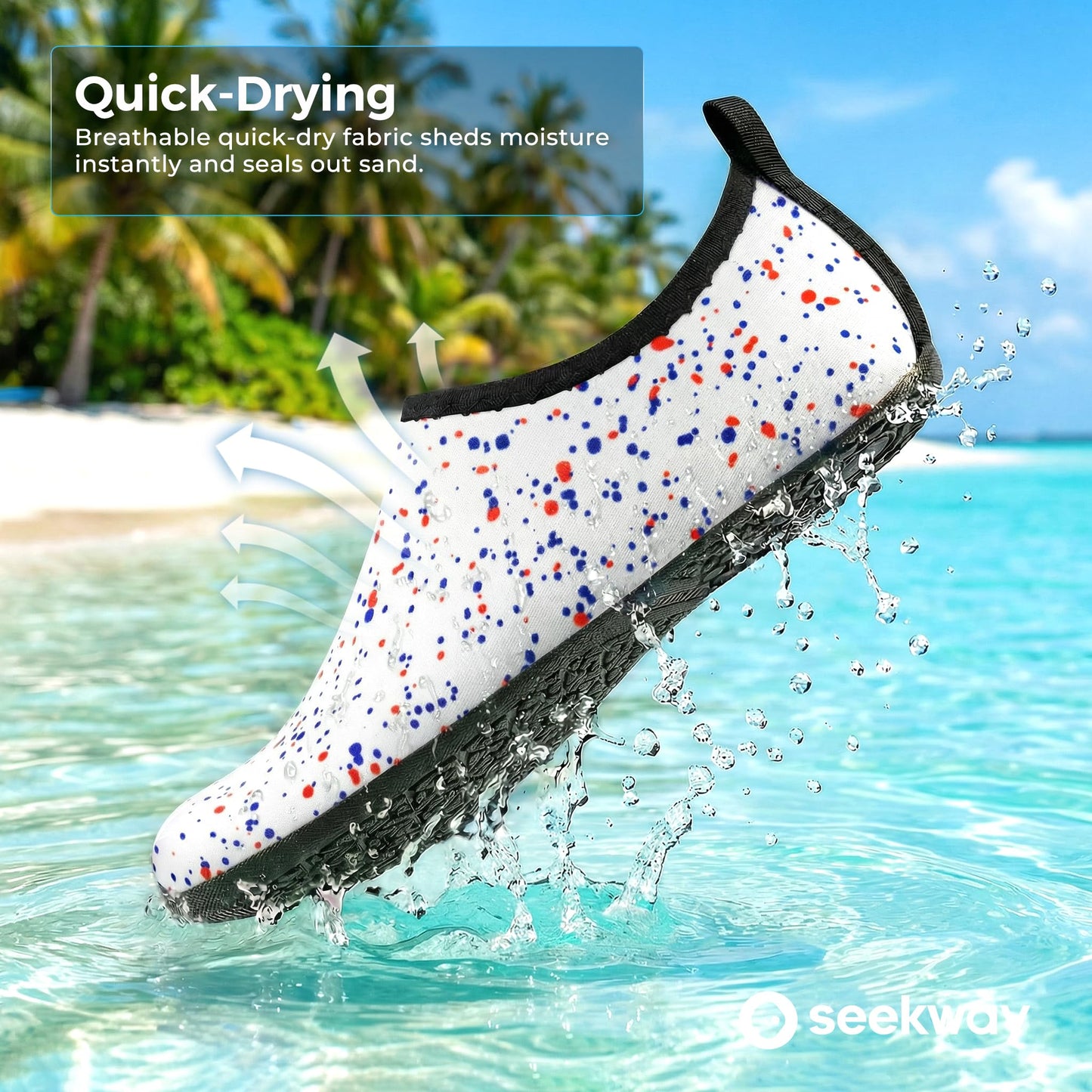 SEEKWAY Water Shoes Women Men Adult Quick-Dry Aqua Socks Barefoot Non Slip for Beach Swim River Pool Lake surf Black SK002(U)