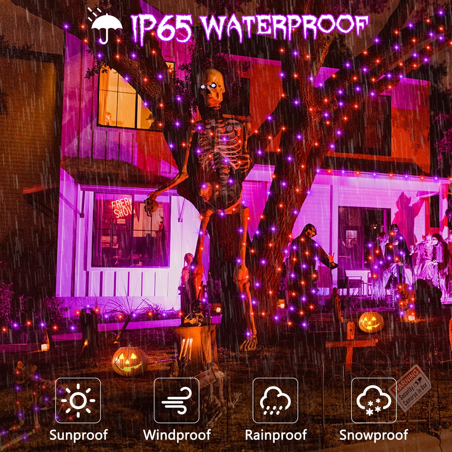 ZAIYW Halloween Fairy Lights Battery, 4 Pack 16.5Ft 50 LED Fairy Lights with Remote Control Timer 8 Modes, Black Copper Wire Twinkle Lights for Indoor Outdoor Halloween Decor (Purple Orange)