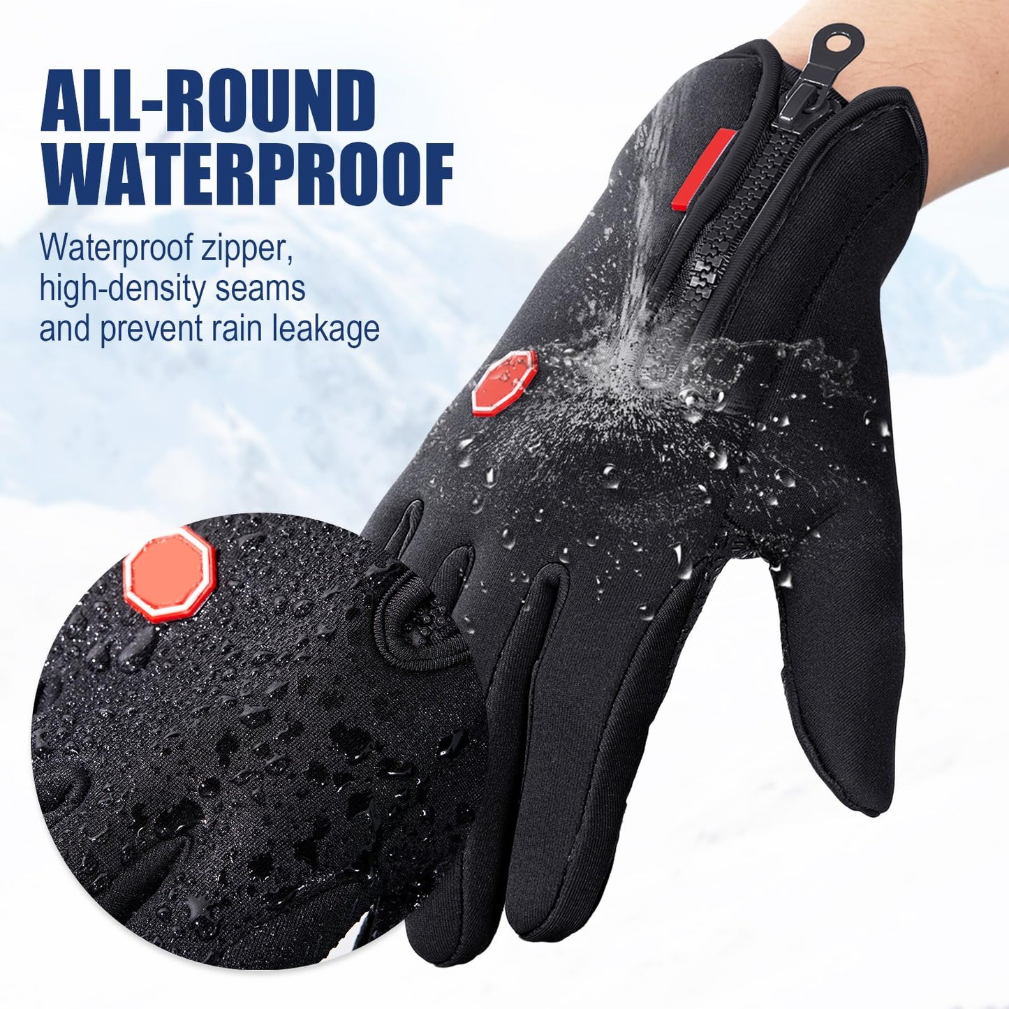 Zhanmai 3 Pairs 3/6 Pairs Outdoor Winter Touchscreen Gloves Windproof Waterproof Thermal Gloves for Running Hiking for Men Women (Medium,Black)