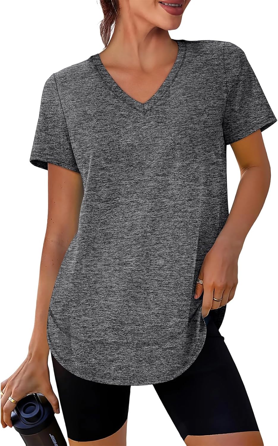 XIEERDUO Women's Quick-Dry Workout Tops - Short Sleeve V-Neck Shirts for Hiking & Running | S-3XL